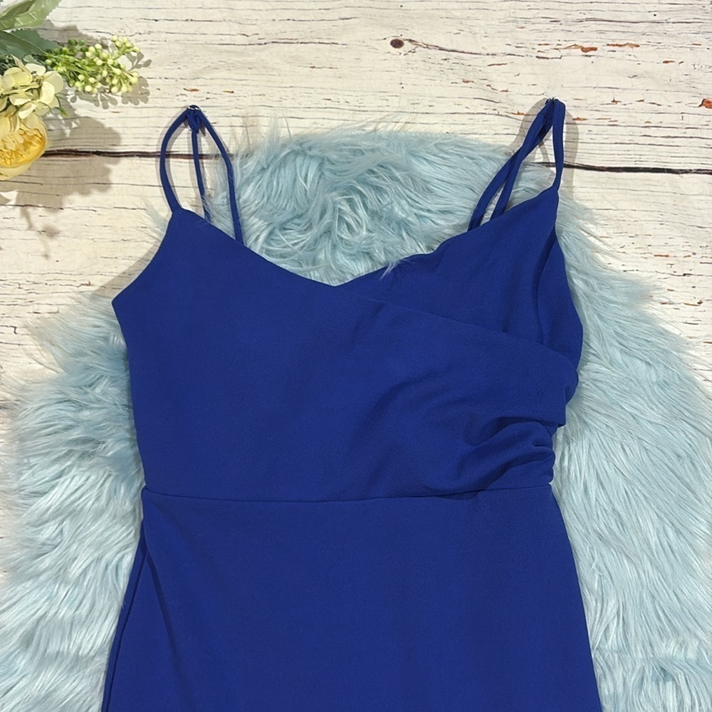 NWOT Lulus Impeccable Essence Royal Blue Surplice Tiered Mini Dress - Picture 5 of 8